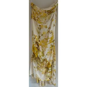 Roberto Cavalli Metallic Floral Pleated Silk Maxi Skirt - Size 42